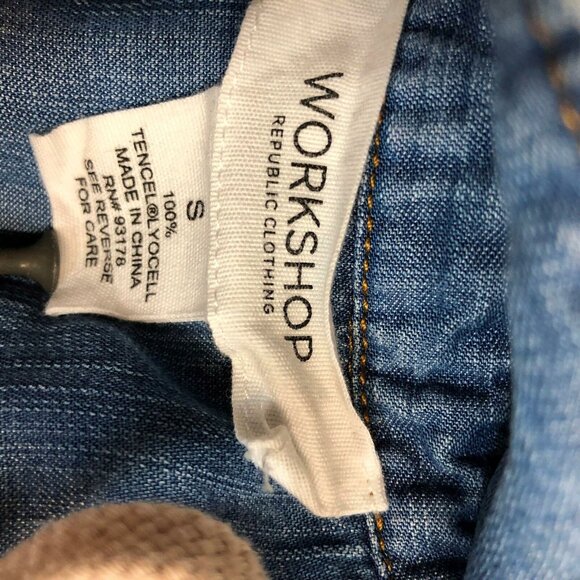 Workshop Republic Tencil Blue Denim Jean Shirt Women S Top Boho Long Sleeve - Picture 7 of 7